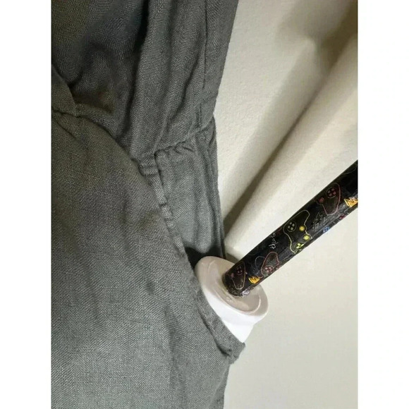 Anna Melani 100% Linen Tank Jumpsuit Pockets Made In Italy Gray With Pockets - Picture 5 of 9